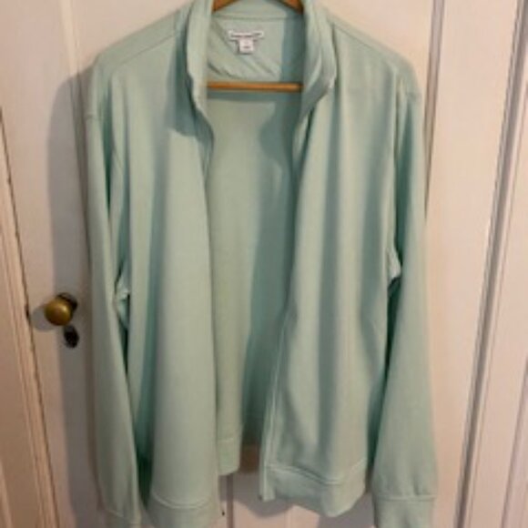 Amazon Essentials Full-Zip Fleece Mock Neck Aqua XL Sweatshirt - Picture 5 of 7